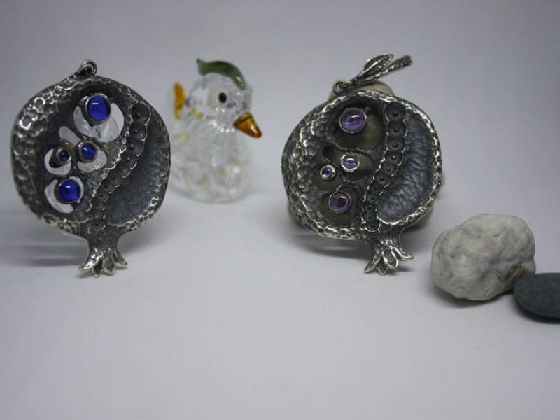 Pomegranate Armenian Pendant with Stones