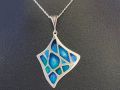 Art Deco style Silver and Resin Pendant with silver chain - made in Armenia
