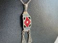 Armenian Silver/enamel carpet design silver pendant with silver chain