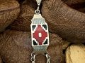 Armenian Silver/enamel carpet design silver pendant with silver chain
