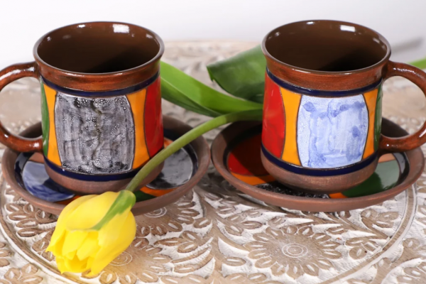 Ceramic coffee/tea mug and plate set Clay Handmade Glazed Cup Pottery Mug  Modern Mug Dishwasher Safe Christmas gift 