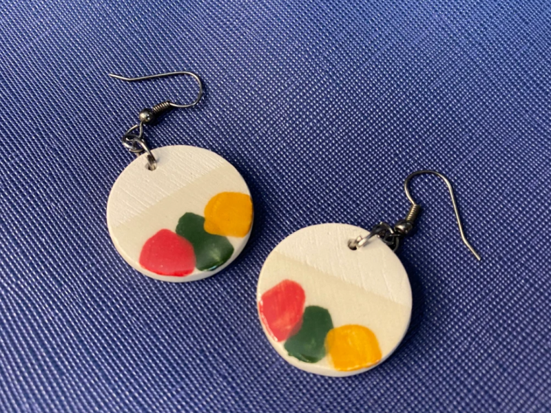 Colorful earrings handmade everyday earrings modern fashion earrings ceramic earrings unique earrings round earrings