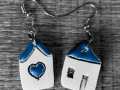 House heart earrings, handmade everyday modern earrings, fashion and unique earrings, ceramic creative earrings Valentine’s day gift