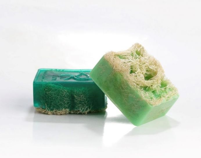 Scrub-soap based on ostrich oil and loofah