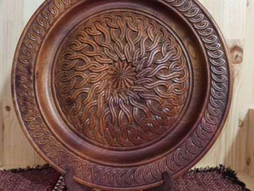 A Wooden Plate with an Armenian Ornament