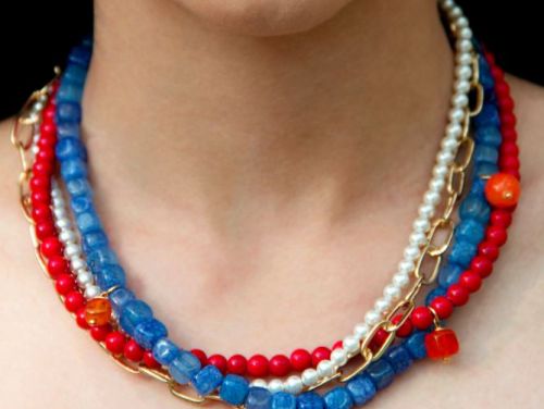 “ARMENIAN TRICOLOR” NECKLACE WITH NATURAL GEMS
