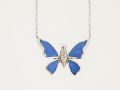 Gold Butterfly Diamond Pendant with Blue Enamel