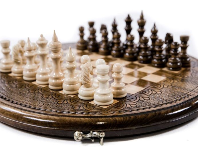 Hand Made Wooden Chess Set 30cm Circle