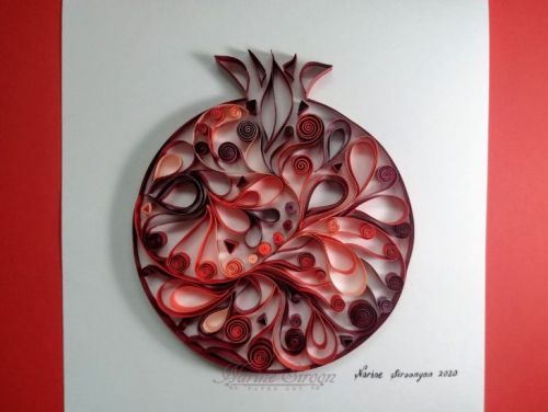 Armenian Pomegranate, Quilled abstract artwork
