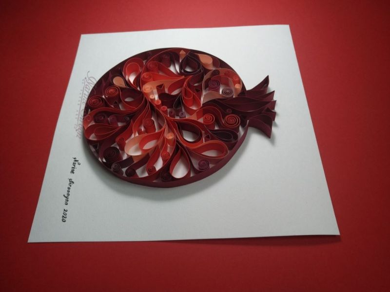 Armenian Pomegranate, Quilled abstract artwork