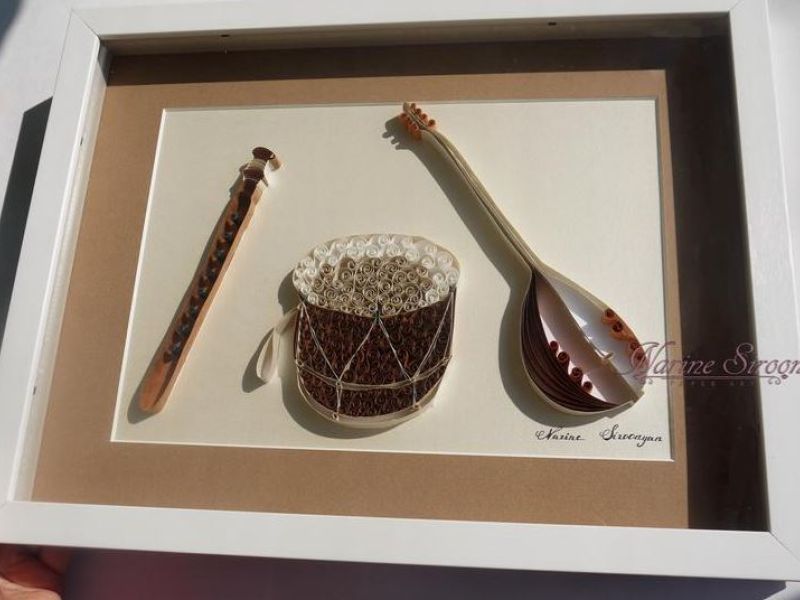 Quilled Armenian musical instruments duduk, saz, dhol