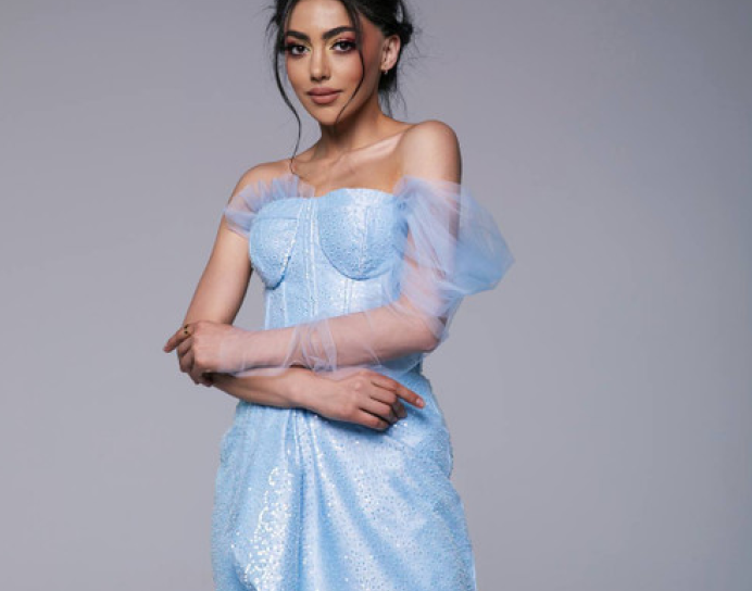 Aghababyan Blue Mini Dress 
