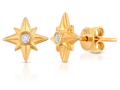 ARY D'PO Shiny Stars Stud Earrings 18K Gold over St. Silver 