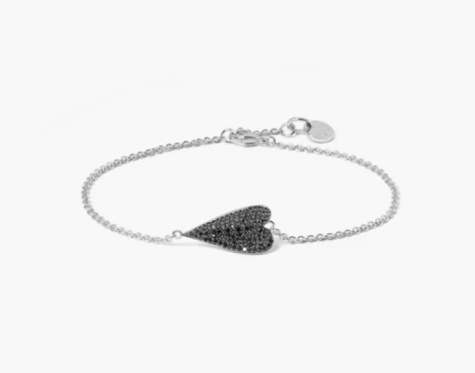 Sterling Silver Cuore Bracelet with White Diamonds