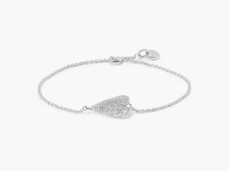 Sterling Silver Cuore Bracelet with White Diamonds