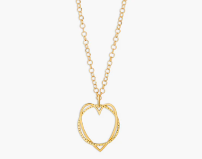 Yellow Gold Plated Cubic Zirconia Heart Necklace