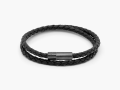 Pop Rigato Bracelet in Double Wrap Italian Black Leather with Black Rhodium Plated Sterling Silver