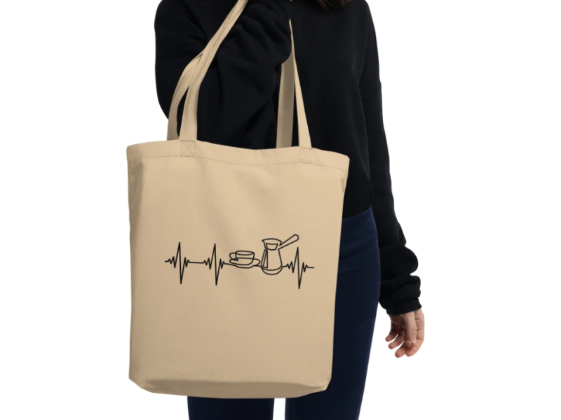 Heartbeat & Coffee Eco Tote Bag 