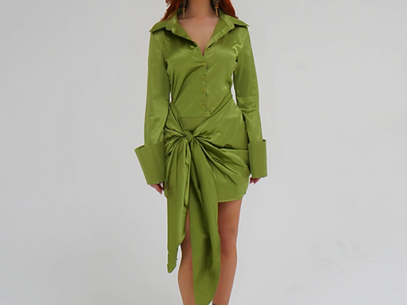 Green Satin Dress