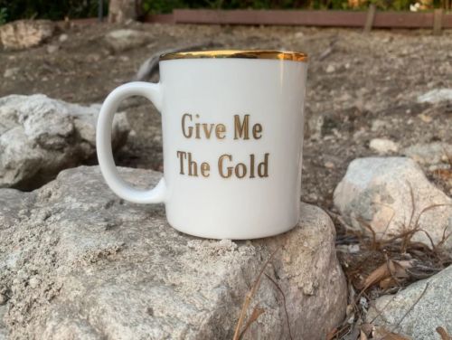 Custom ceramic mug engraved free. White with gold trim custom engraved coffee mug holds 12 oz of hot or cold liquid