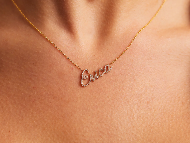 Diamond Custom Script Name Necklace