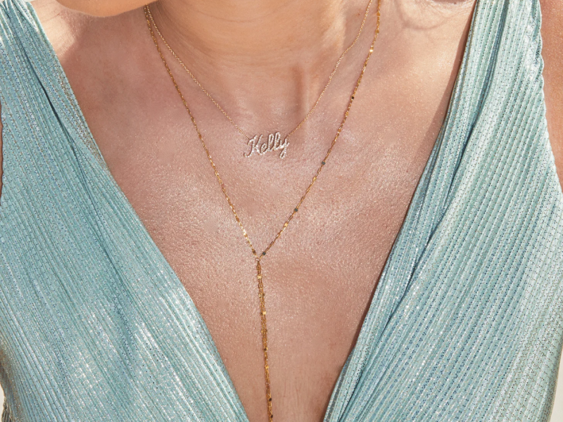 Diamond Custom Script Name Necklace