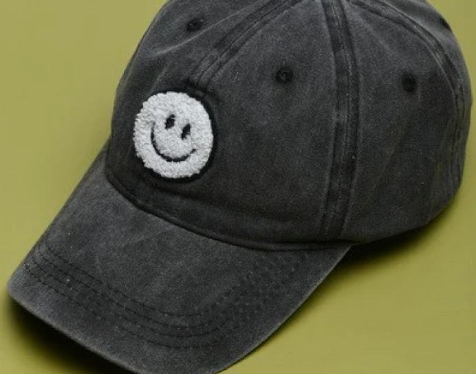 Washed Sherpa Happy Face Baseball Cap