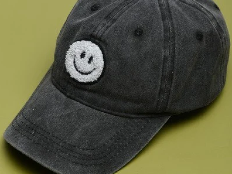 Washed Sherpa Happy Face Baseball Cap