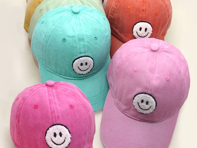 Washed Sherpa Happy Face Baseball Cap