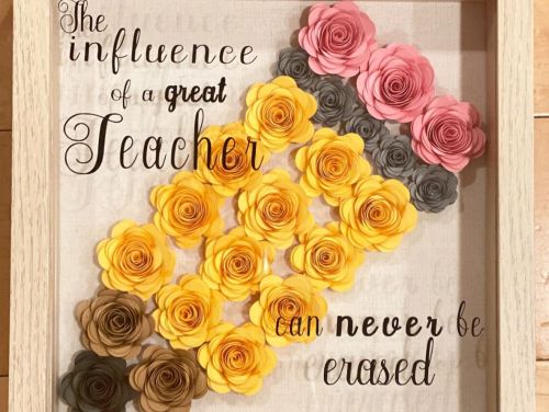 Perfect teacher gifts- Shadow box flower display case- 3D floral design in shadow box
