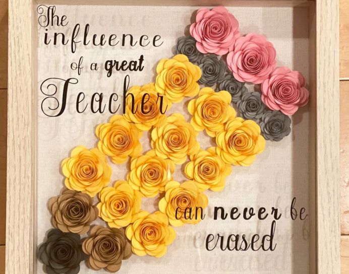 Perfect teacher gifts- Shadow box flower display case- 3D floral design in shadow box