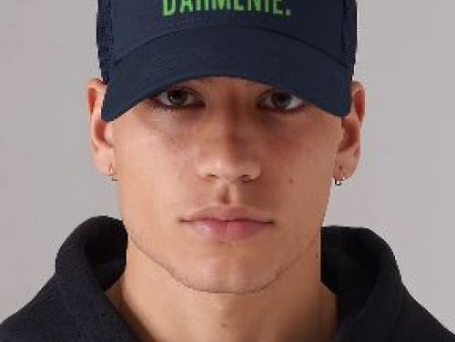 Les Gens Navy Green Trucker Cap