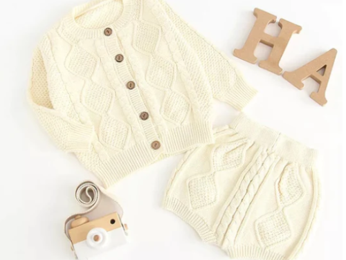 Knitted Sweater Cardigan & Shorts