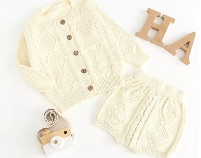 Knitted Sweater Cardigan & Shorts