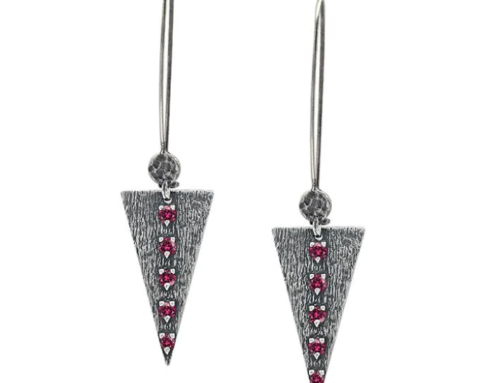 ODIN RED SILVER EARRINGS, SMALL