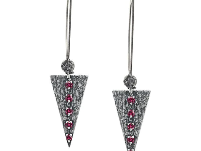 ODIN RED SILVER EARRINGS, SMALL