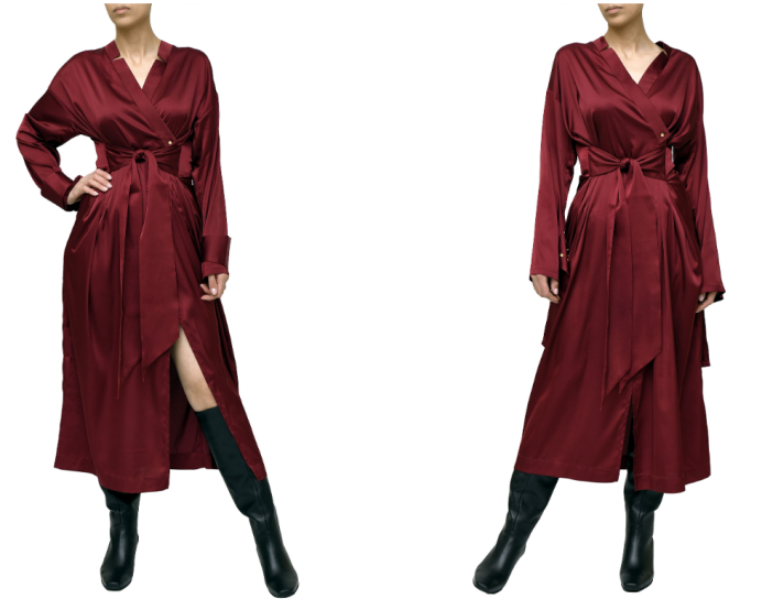 SILK DRESS ZIPPY BORDEAUX WINE