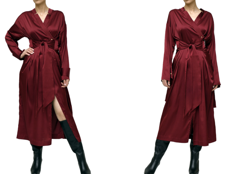 SILK DRESS ZIPPY BORDEAUX WINE