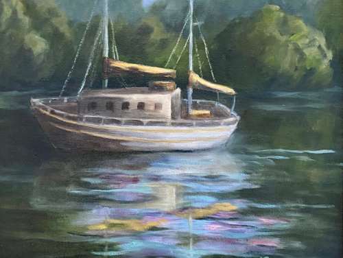 The Sailboat, 2017 (Oil on Canvas 12 x 12)