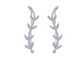 14K White Gold Diamond Leaf Ear Climber Earrings