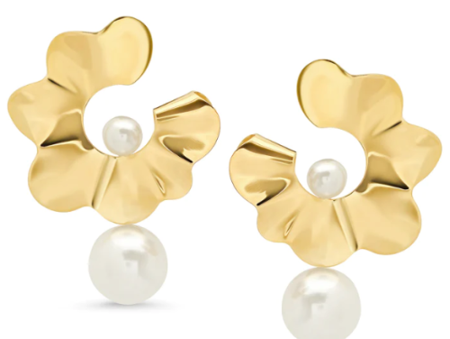 Geo Pearl Flower Earring