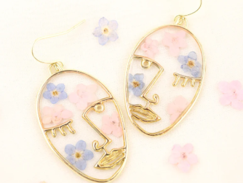 Cotton Candy Girl | Pressed flower earrings