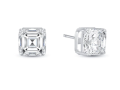 Solitaire Asscher-Cut CZ Stud Earrings in Sterling Silver