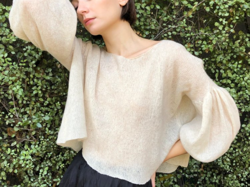 Sand Puff Sleeve Sweater