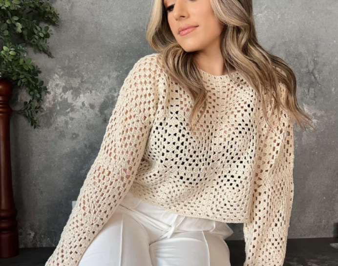 Long Sleeve Crochet Top