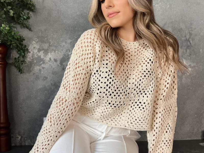 Long Sleeve Crochet Top