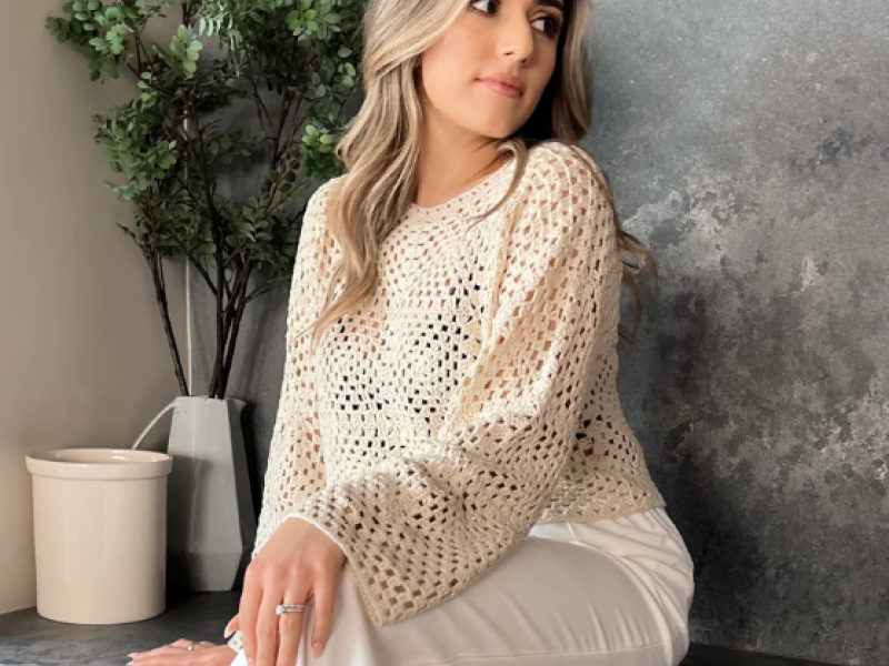 Long Sleeve Crochet Top