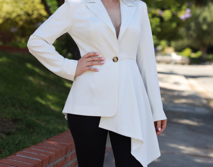 White Asymmetrical Blazer