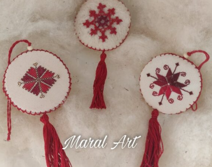 Armenian Embroidered - Christmas Ornament Set