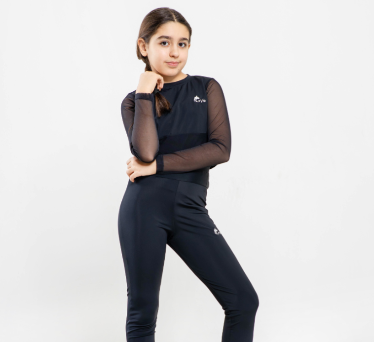 Girl's Activewear Top with Mesh Sleeves 